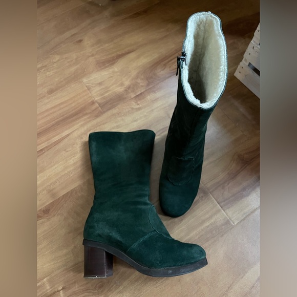 Amazing Vintage 'Hogl' Austrian Hunter Green Suede Mid Calf Booties - Picture 10 of 14